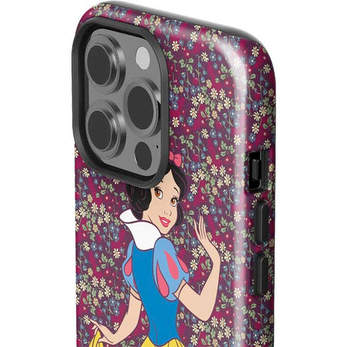 Disney Snow White Character with Floral Pattern iPhone 15 Pro Impact Case