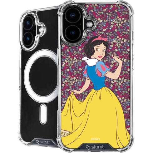 Disney Snow White Character with Floral Pattern iPhone 16 MagSafe Case