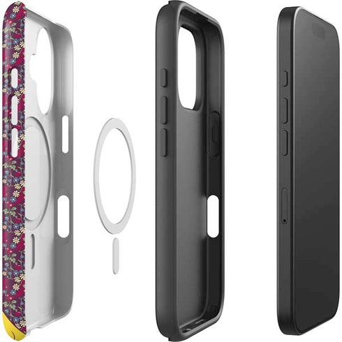 Disney Snow White Character with Floral Pattern iPhone 16 Magsafe Impact Case