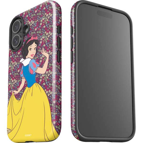 Disney Snow White Character with Floral Pattern iPhone 16 Plus Impact Case