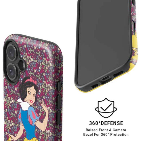 Disney Snow White Character with Floral Pattern iPhone 16 Plus Magsafe Impact Case