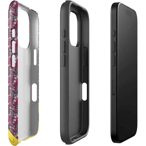 Disney Snow White Character with Floral Pattern iPhone 16 Pro Impact Case