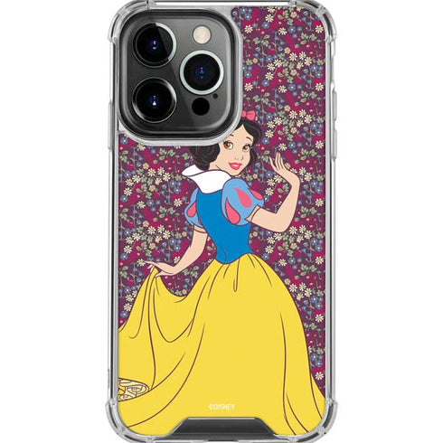 Disney Snow White Character with Floral Pattern iPhone 16 Pro Max Clear Case