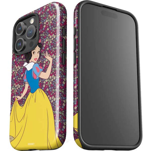 Disney Snow White Character with Floral Pattern iPhone 16 Pro Max Impact Case