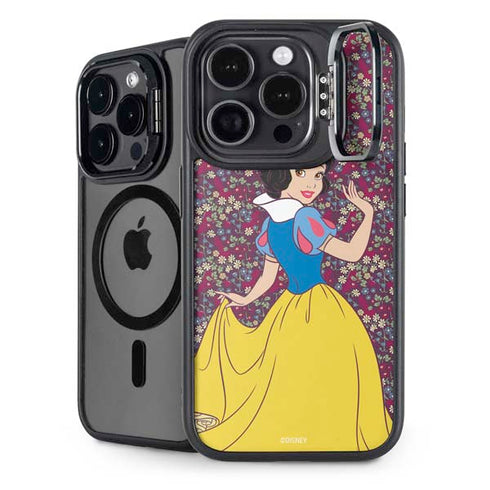 Disney Snow White Character with Floral Pattern iPhone 16 Pro Max Kickstand Case