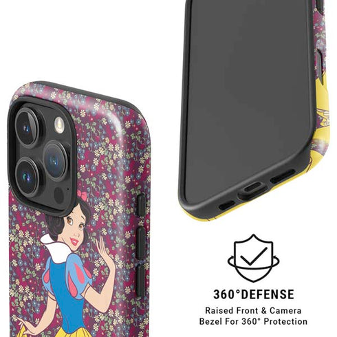 Disney Snow White Character with Floral Pattern iPhone 16 Pro Max Magsafe Impact Case