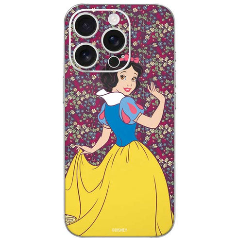 Disney Snow White Character with Floral Pattern iPhone 16 Pro Skin