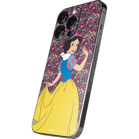 Disney Snow White Character with Floral Pattern iPhone 16 Pro Skin