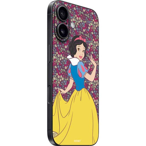Disney Snow White Character with Floral Pattern iPhone 16 Skin