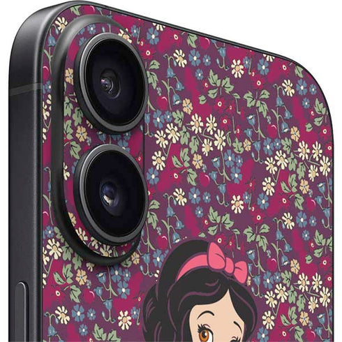 Disney Snow White Character with Floral Pattern iPhone 16 Skin