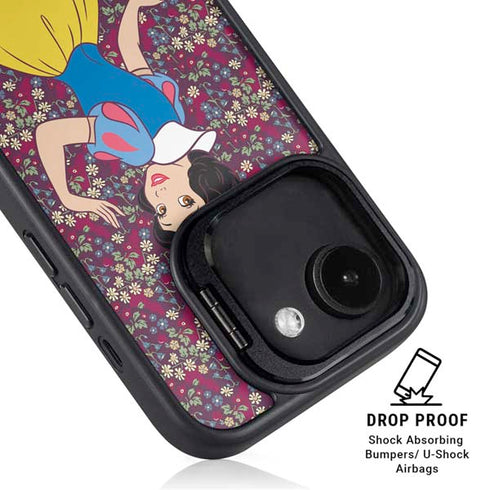 Disney Snow White Character with Floral Pattern iPhone 16e Kickstand Case