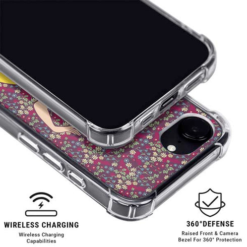 Disney Snow White Character with Floral Pattern iPhone 16e Clear Case