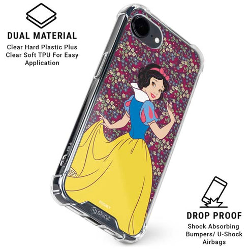 Disney Snow White Character with Floral Pattern iPhone 16e Clear Case