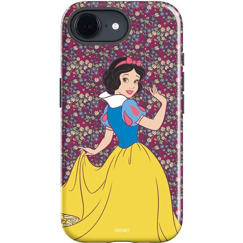 Disney Snow White Character with Floral Pattern iPhone 16e Impact Case