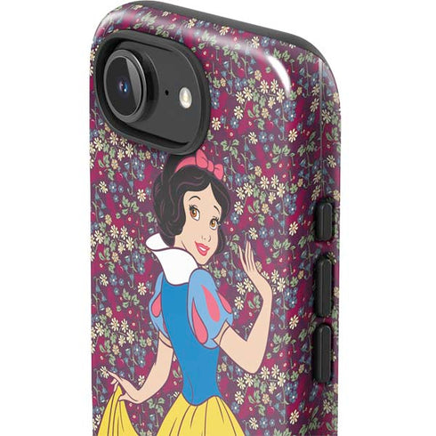 Disney Snow White Character with Floral Pattern iPhone 16e Impact Case