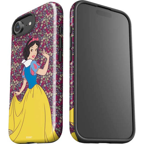 Disney Snow White Character with Floral Pattern iPhone 16e Impact Case