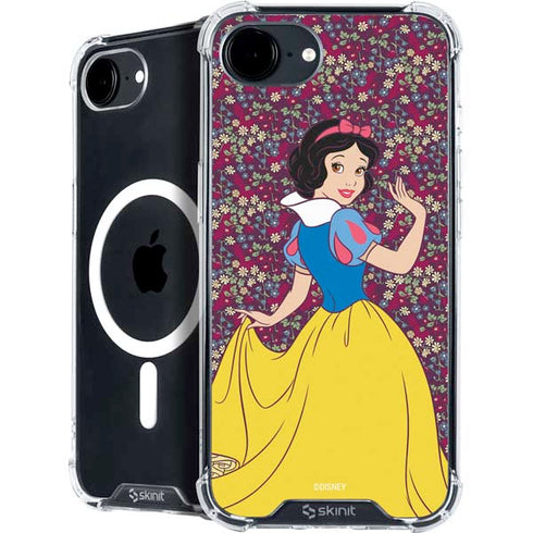 Disney Snow White Character with Floral Pattern iPhone 16e MagSafe Case