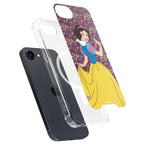 Disney Snow White Character with Floral Pattern iPhone 16e MagSafe Case