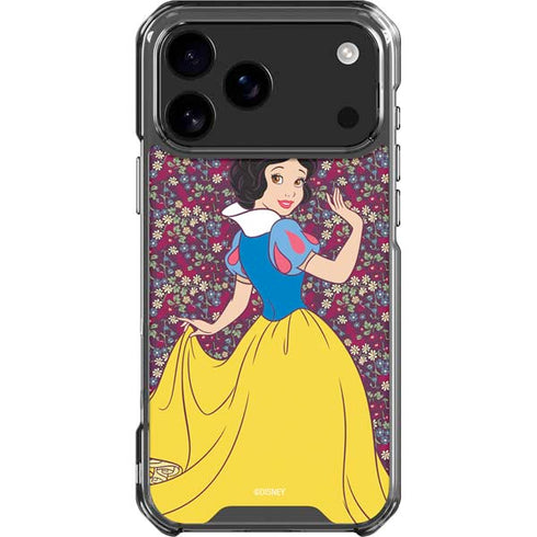 Disney Snow White Character with Floral Pattern iPhone 18 Pro Max Clear Case