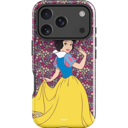 Disney Snow White Character with Floral Pattern iPhone 18 Pro Max Impact Case