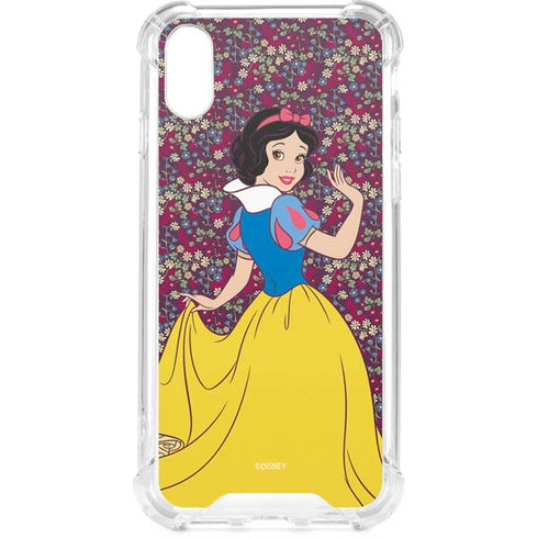 Disney Snow White Character with Floral Pattern iPhone XS Clear Case