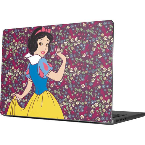 Disney Snow White Character with Floral Pattern Apple MacBook Pro 14-inch Skin
