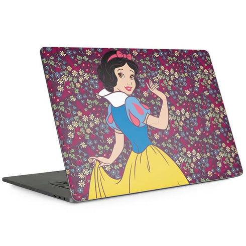 Disney Snow White Character with Floral Pattern MacBook Skins