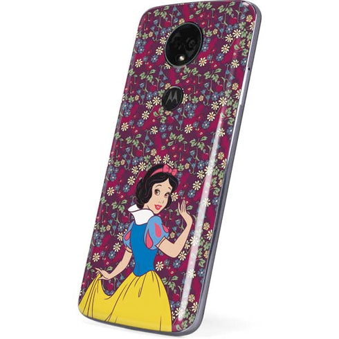 Disney Snow White Character with Floral Pattern Moto E5 Plus Skin