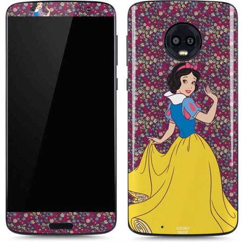 Disney Snow White Character with Floral Pattern Moto G6 Skin