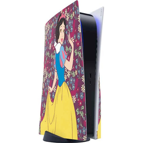 Disney Snow White Character with Floral Pattern PlayStation PS5 Skins