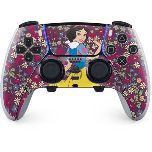 Disney Snow White Character with Floral Pattern PS5 DualSense Edge Pro Controller Skin