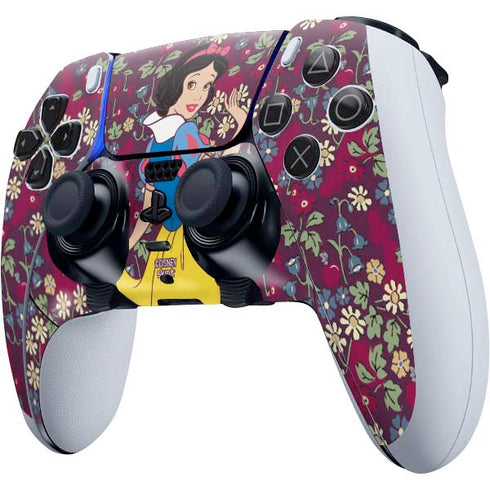 Disney Snow White Character with Floral Pattern PS5 DualSense Edge Pro Controller Skin