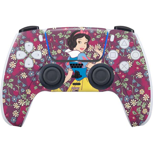 Disney Snow White Character with Floral Pattern PlayStation PS5 Skins