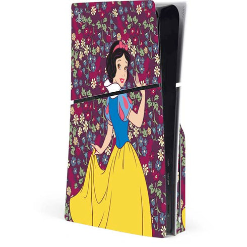 Disney Snow White Character with Floral Pattern PlayStation PS5 Skins