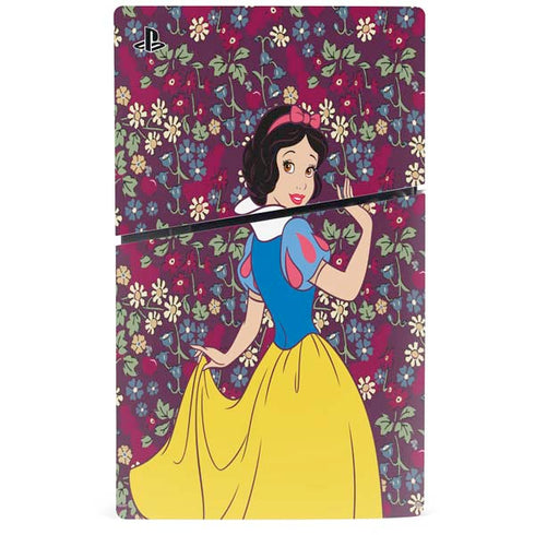 Disney Snow White Character with Floral Pattern PS5 Slim Digital Edition Console Skin
