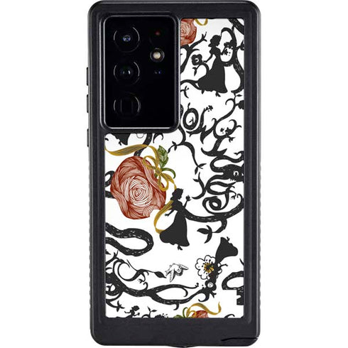 Disney Snow White Roses and Character Silhouette Galaxy S24 Ultra Waterproof Case