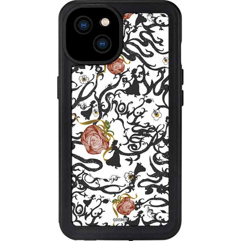 Disney Snow White Roses and Character Silhouette iPhone 15 Plus Waterproof Case
