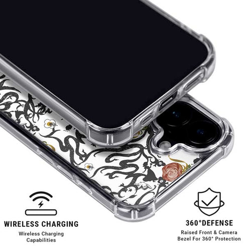 Disney Snow White Roses and Character Silhouette iPhone 16 Plus Clear Case