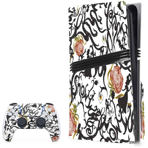 Disney Snow White Roses and Character Silhouette PS5 Pro Disk Bundle Skin