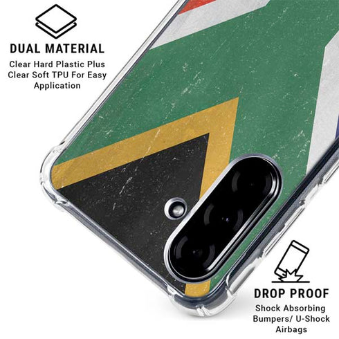 South Africa Flag Distressed Galaxy A36 5G Clear Case