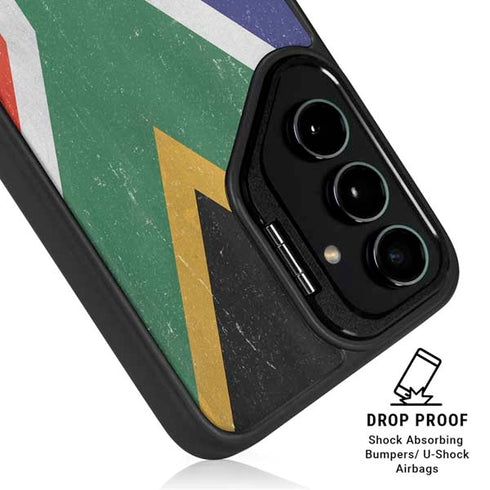 South Africa Flag Distressed Galaxy S24 FE Kickstand Case