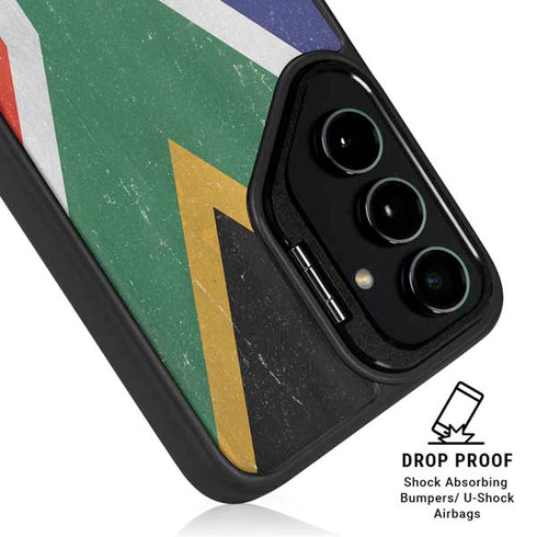South Africa Flag Distressed Galaxy S25 Kickstand Case