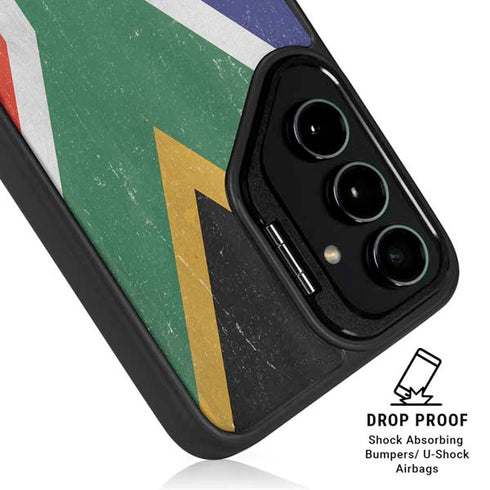 South Africa Flag Distressed Galaxy S25 Plus Kickstand Case