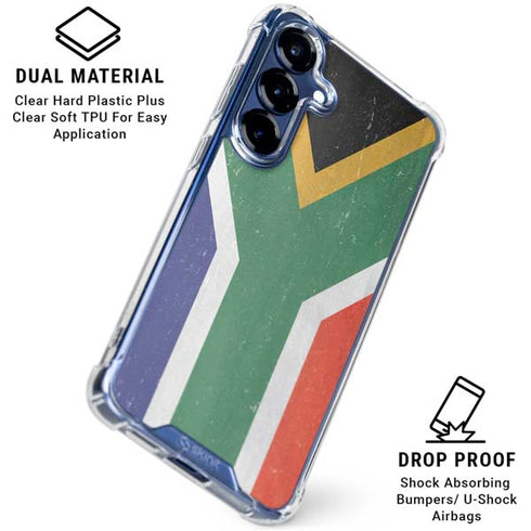 South Africa Flag Distressed Galaxy S25 Clear Case