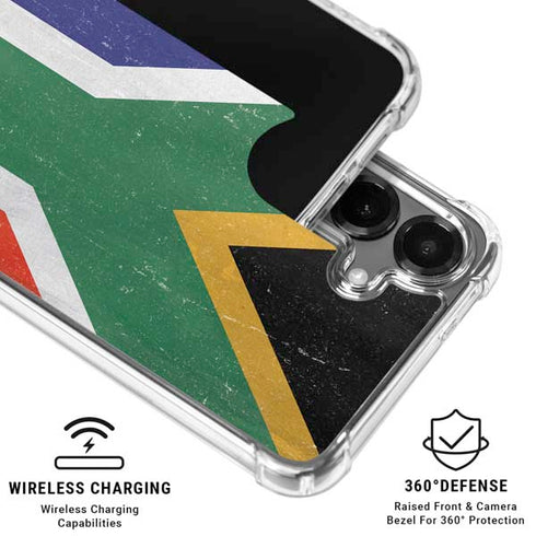South Africa Flag Distressed Galaxy S26 Clear Case