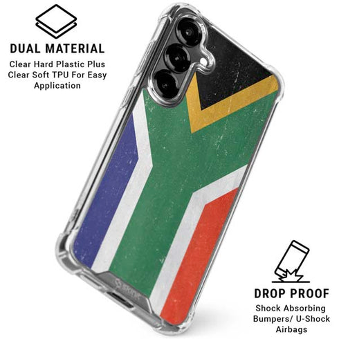 South Africa Flag Distressed Galaxy S26 Plus Clear Case
