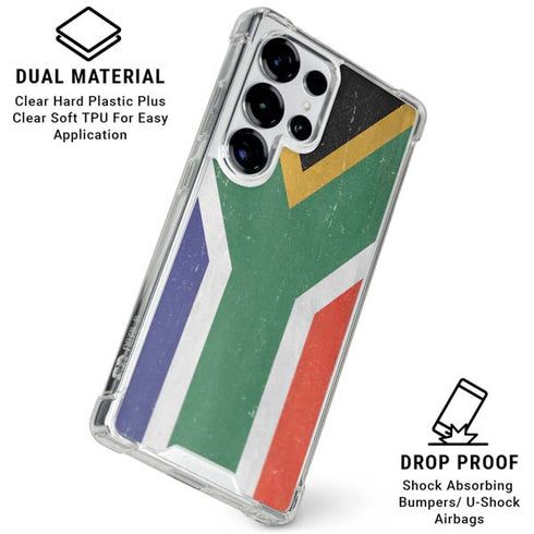 South Africa Flag Distressed Galaxy S26 Ultra Clear Case