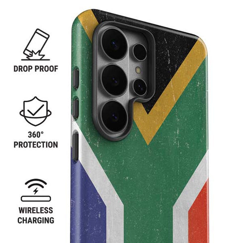 South Africa Flag Distressed Galaxy S26 Ultra Impact Case
