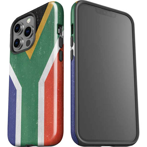 South Africa Flag Distressed iPhone 15 Pro Impact Case