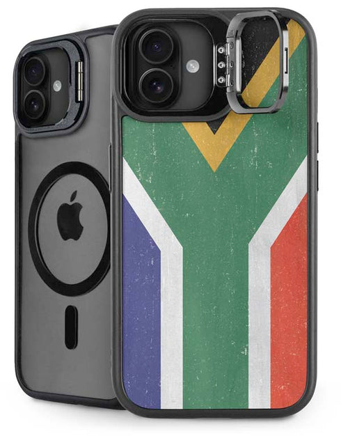 South Africa Flag Distressed iPhone 16 Plus Kickstand Case